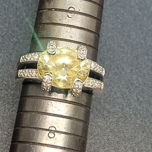 Elegant Yellow Citrene and Sterling Silver Women's Ring